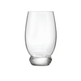 A single clear Backdoor '20s Beverage highball glass with thick base, made from high-tech crystal glass on a white background