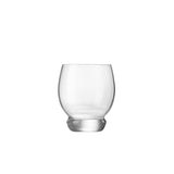 A single clear Backdoor '20 whiskey glass with a thick base and rounded design, made from high-tech crystal glass on a white background