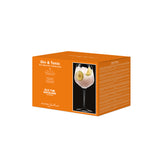 Orange packaging box of Gin and Tonic Old Tom Gin glass on a white background