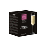 Black packaging box of Grandioso sparkling wine flute on a white background