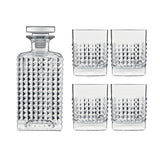 Italian Premium Elixir Whisky Set | 1 Decanter + 4 Whiskey Glasses - Luigi Bormioli USA