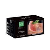 Top Class Aperitivo glasses black box packaging with a glass filled with a cocktails on it. Box is standing on a white background.