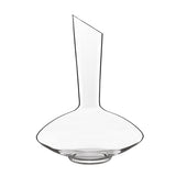 A clear Vinea glass wine decanter with a narrow neck and a wide base, designed for oxygenating and serving red wine, on a white background