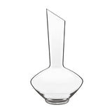 A clear Vinea glass wine decanter with a narrow neck and a wide base, designed for oxygenating and serving wine on a white background