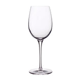 A clear Vinoteque Fragrante red wine glass with a long pulled stem, and thin rims, made from high-tech crystal glass on a white background