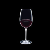 Vinoteque Ricco Red Wine Glass filled with red wine on a black background