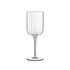 A clear Bach White Wine glass by Luigi Bormioli on a white background
