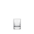 A clear, faceted, round, retro-style Bach shot glass with a thick base.