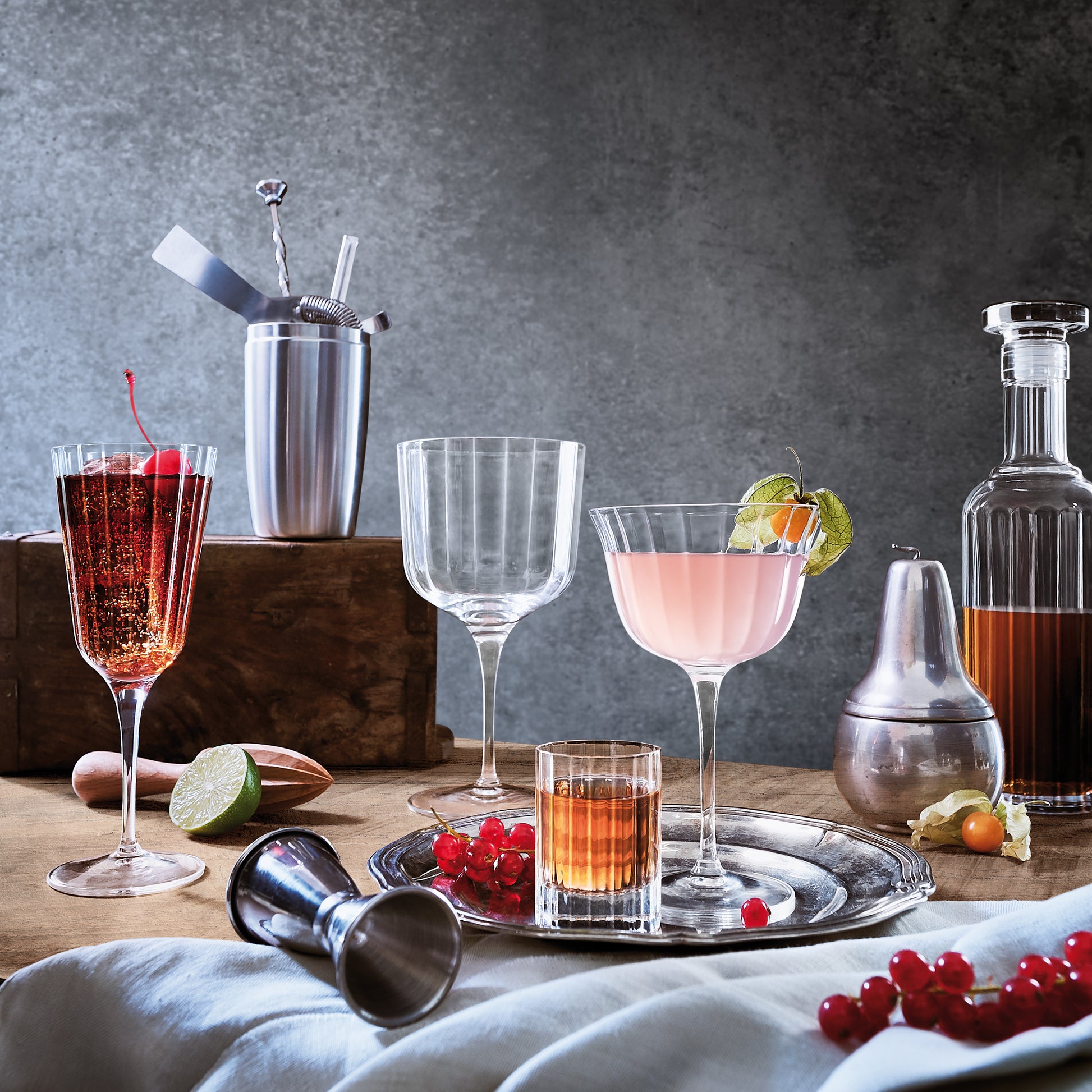 Italian Premium Retro Fizz Cocktail Glasses | 8.75oz | Bach | Set of 4 - Luigi Bormioli USA