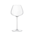A clear Sapientia Burgundy glass by Luigi Bormioli on a white background