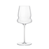 A clear Sapientia White Wine glass by Luigi Bormioli on a white background