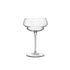 A clear Backdoor '20s Great Gatsby cocktail glass with a slim stem, made from high-tech crystal glass on a white background