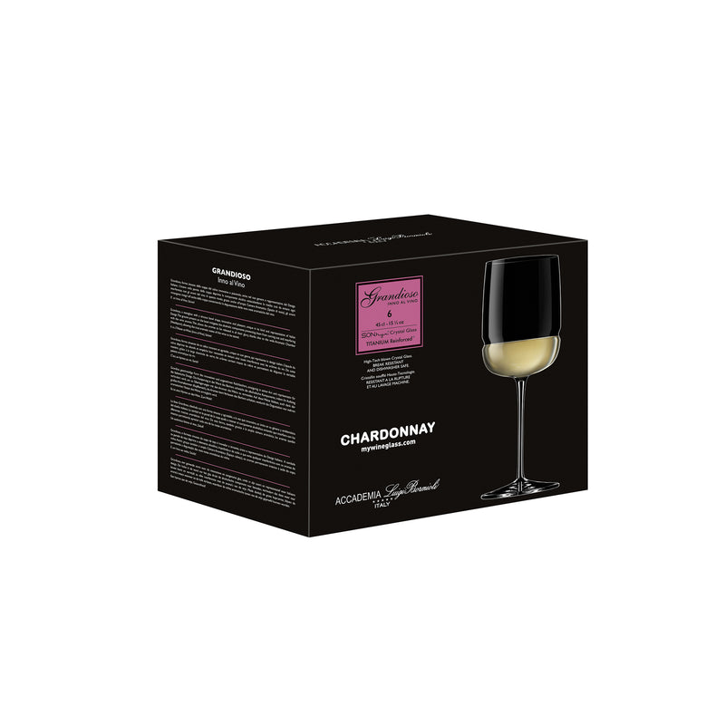 Italian Premium Chardonnay White Wine Glasses | 15.25oz | Grandioso | Set of 6 box