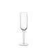 A single clear Grandioso champagne flute with a long stem, designed for serving sparkling wine made from high-tech crystal glass on a white background.