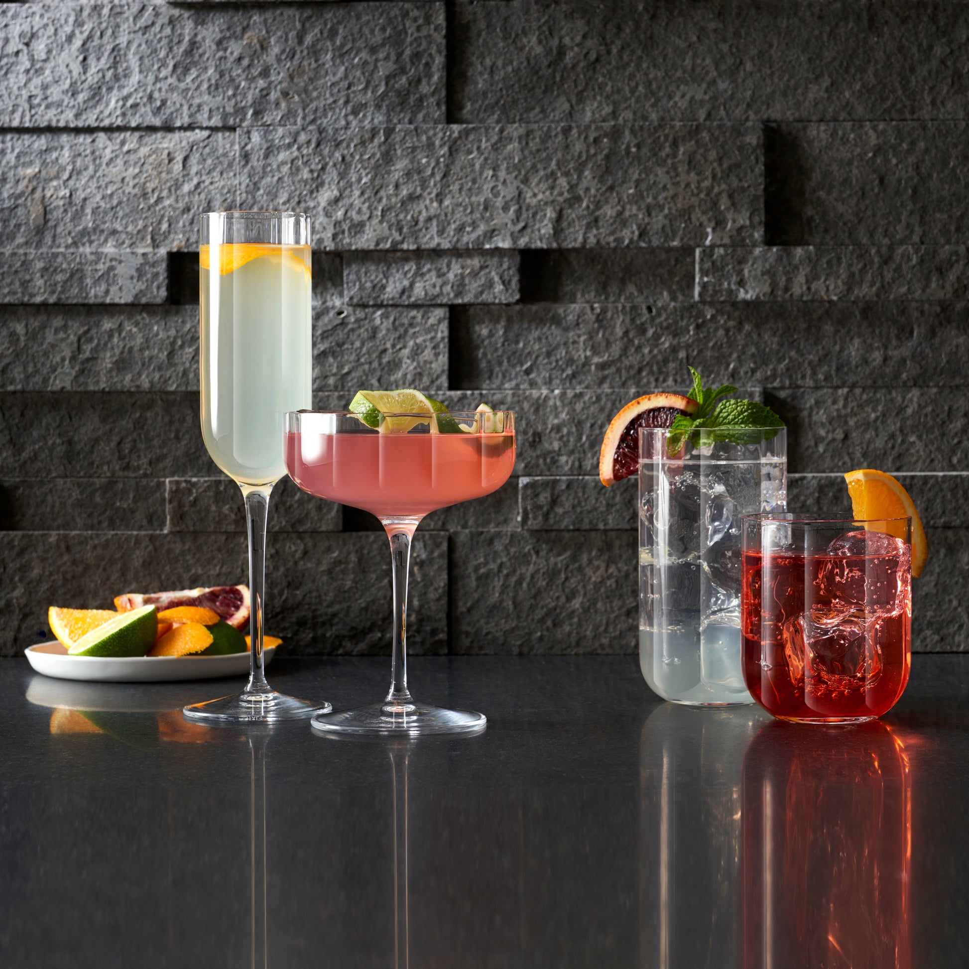 Italian Premium Highball Glasses | 15.25oz | Jazz | Set of 4 - Luigi Bormioli USA