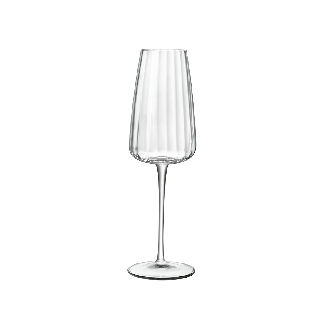 Italian Premium Flute Glasses | 7oz | Optica | Set of 4 - Luigi Bormioli USA