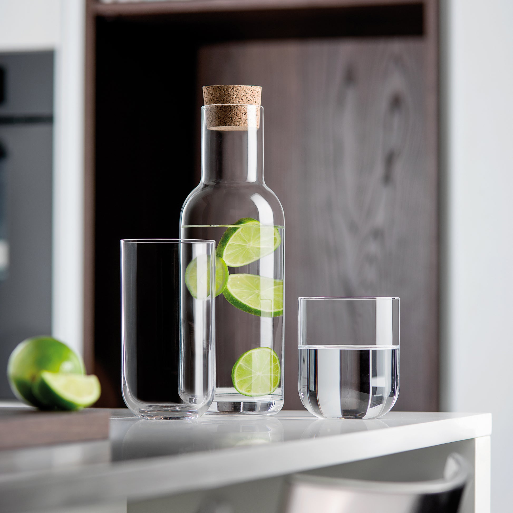 Italian Premium Glass Carafe with Cork Stopper | 34oz | Sublime - Luigi Bormioli USA
