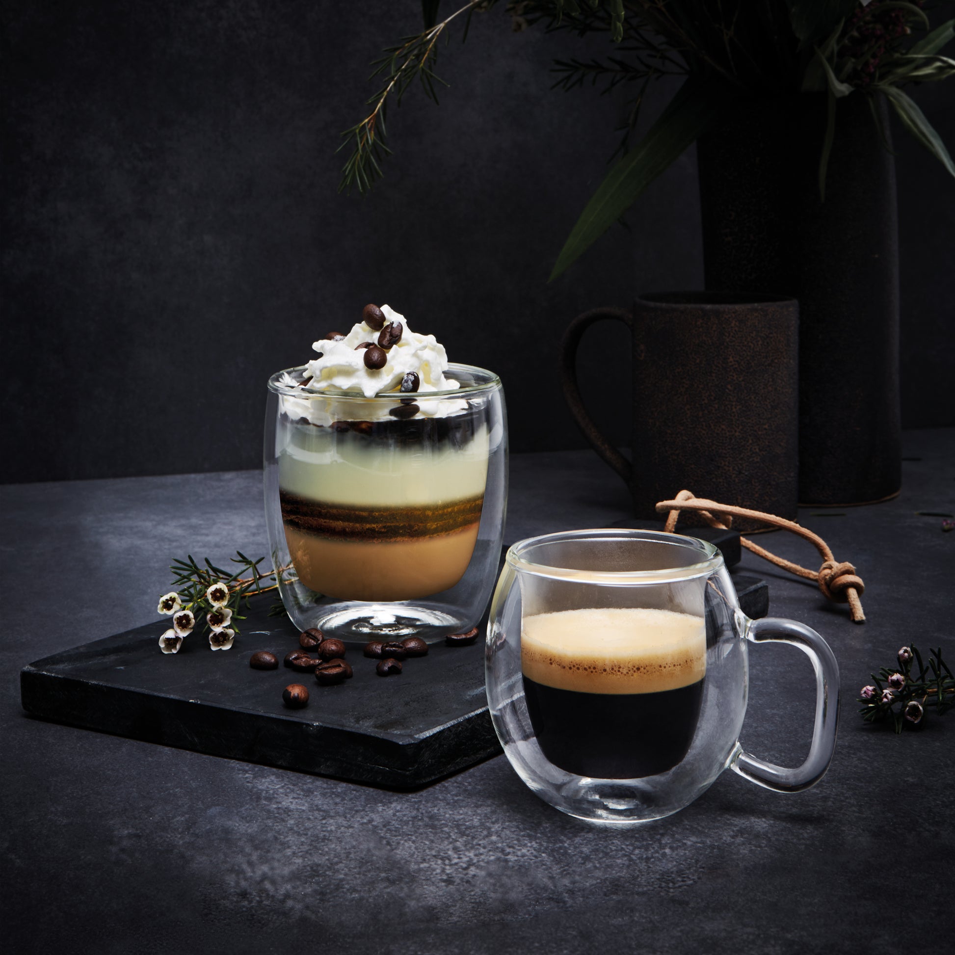 Coffee Double Wall Glasses | 10.25oz | Thermic | Set of 2 - Luigi Bormioli USA