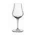 A clear Vinoteque Snifter glass with a long stem and a narrow tulip bowl, designed for spirits tasting made from high-tech crystal glass on a white background
